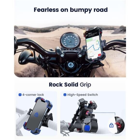 Motorcycle Phone Mount, 100mph Military Anti-Shake Bike Phone Holder - Picture 6 of 7
